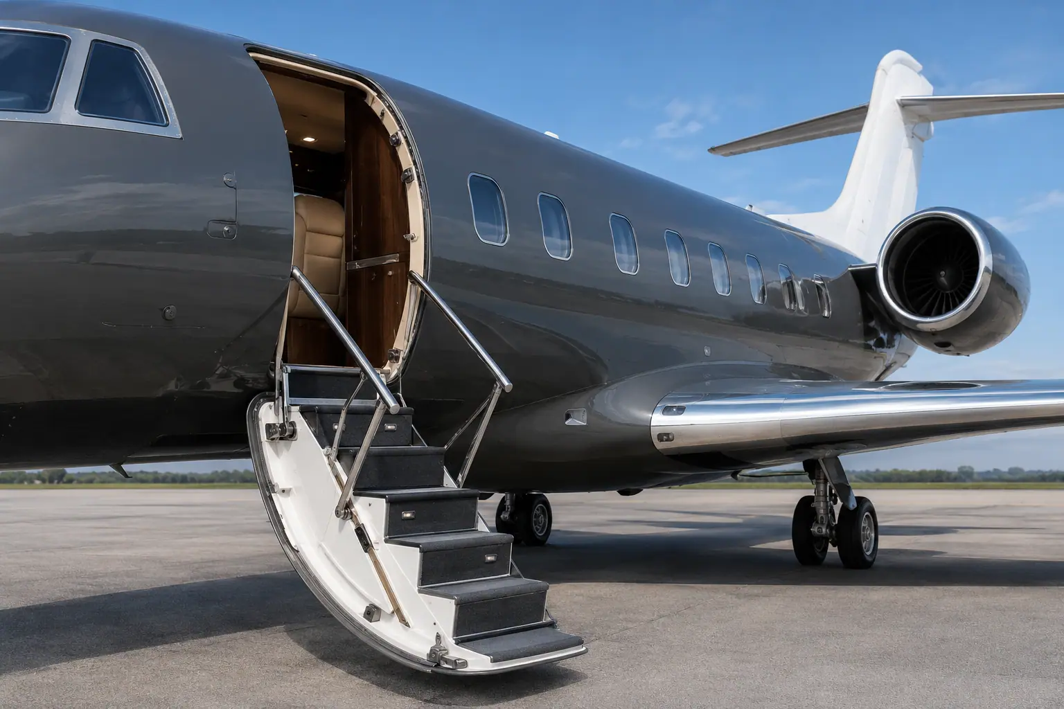Open airstair of a private jet