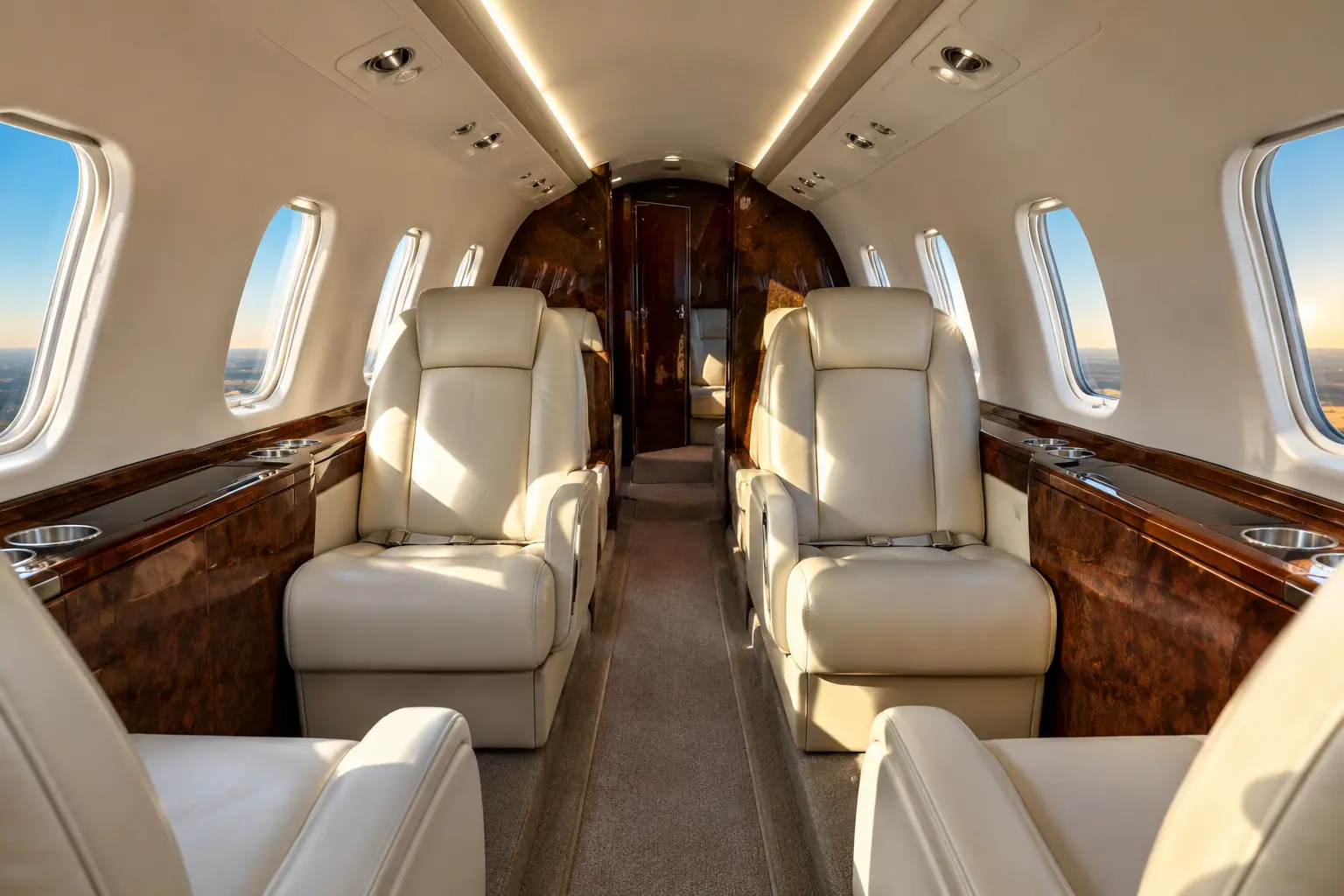 Midsize jet cabin interior