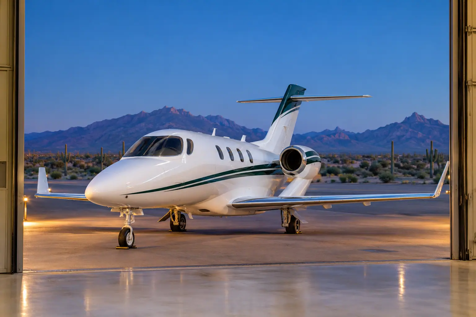 Light jet waiting on an empty ramp