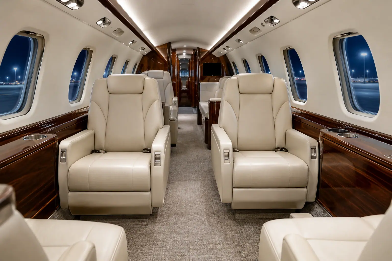 Super-midsize jet cabin interior