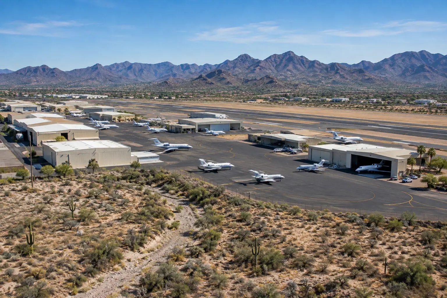 Business aviation ramp near Scottsdale
